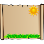 Grass and sun on parchment paper vector illustration