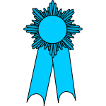 Vector clip art of medal with a light blue ribbon