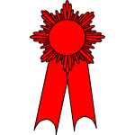 Vector drawing of medal with a red ribbon