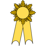 Vector image of medal with a yellow ribbon