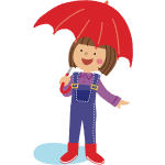 Child with red umbrella