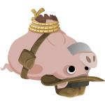 Vector illustration of pig upside down