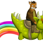Dragon rider on a rainbow