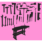Tools and workbench silhouette
