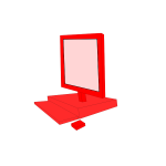 Red desktop computer configuration vector clip art