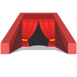 Entrance with red curtain