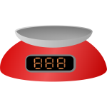 red digital scale with platter