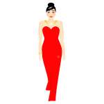 Vector illustration of lady in long red dress