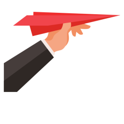 Hand Holding Red Paper Airplane