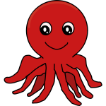 Red Cartoon Octopus