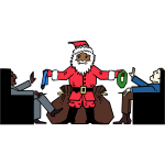 Vector graphics of men in blue not accepting presents