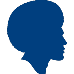 Male afro avatar blue silhouette