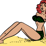 Retro bikini pin-up redhead