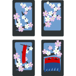 Vector image of spring flowers idyll on four cards