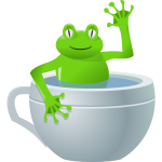 Vector drawing of frog in a tea cup