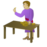 Young man counting money vector