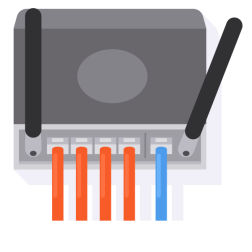 Wireless Router with Connected Network Cables