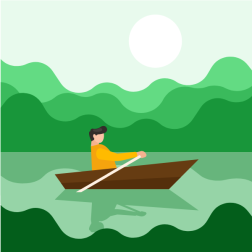 Man rowing boat on the river