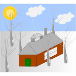 Vector image of house in the woods