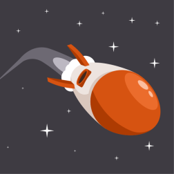 A rocket flying in space