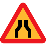 Road narrows on both sides sign vector image