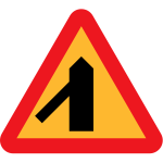 Traffic merging from left sign vector graphics