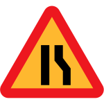 Road narrows on right sign vector illustration