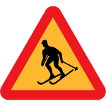 Warning sign ski racer vector graphics