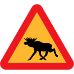 Moose on road traffic sign vector graphics