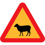 Warning sheep road sign vector graphics