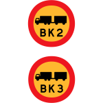 BK2 and BK3 trucks road sign vector image