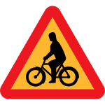 Vector image of bike rider traffic sign warning