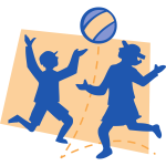 Children playing with ball vector drawing