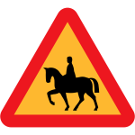 Horse riders warning traffic vector sign