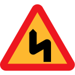 Double bend road sign vector
