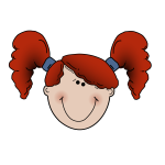 Vector illustration of girl with pigtails smiling