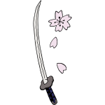 Samurai sword and cherry blossoms