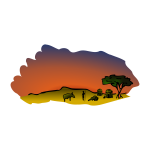 Vector clip art of African savanna scenery