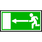 Green rectangular exit door sign with border vector illustration