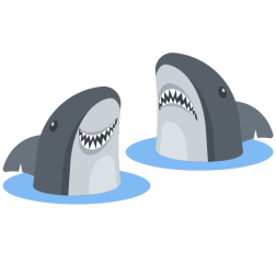 Cartoon Sharks Emerging From Water