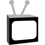 Vector image of black and white vintage TV set
