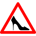 Vector drawing of ladies shoes warning traffic sign
