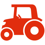 Red silhouette vector image of a tractor