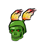 Green Skull with Flames
