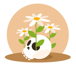 Flowers are growing from the skull