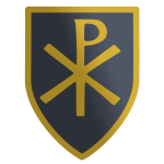 Vector clip art of shield with the christian labarum sign