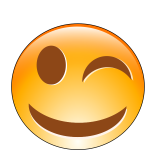 Vector illustration of winking smiling orange emoticon