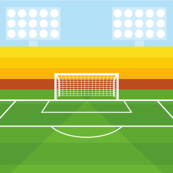 Soccer pitch with a goalpost