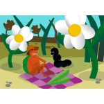 Caterpillar and turtle picnic vector image