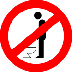 urinating while standing is forbidden